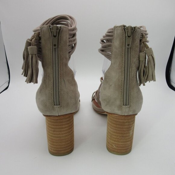 Jeffrey Campbell Despina Suede Ankle Cuff Block Heel Sandals Women's 8.5 Tan - Picture 4 of 7